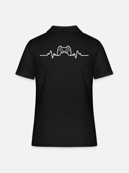 gamer battement de coeur t-shirt gaming heartbeat - Polo Femme - noir