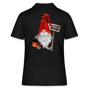 Glitzerboss – Der funkelnde Weihnachtsgnom - Frauen Polo Shirt - Schwarz - Hinten - Ailine (174cm)