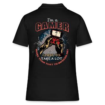 Gamer - Frauen Polo Shirt - Schwarz - Hinten - Ailine (174cm)
