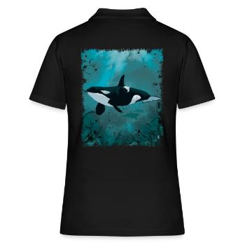 Großer Schwertwal Vintage Orca Wasser Geschenk - Frauen Polo Shirt - Schwarz - Hinten - Ailine (174cm)