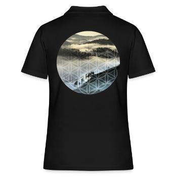 Blume des Lebens Panorama Art Stil Geschenk - Frauen Polo Shirt - Schwarz - Hinten - Ailine (174cm)