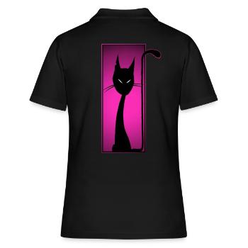 schwarze Katze, schwarzer Kater, lustig, gruselig - Frauen Polo Shirt - Schwarz - Hinten - Ailine (174cm)