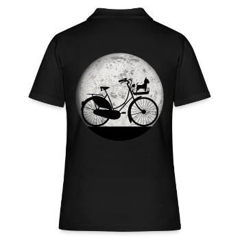 Fahrrad Hund Vintage Mond Frauen Mädchen Shirt - Frauen Polo Shirt - Schwarz - Hinten - Ailine (174cm)