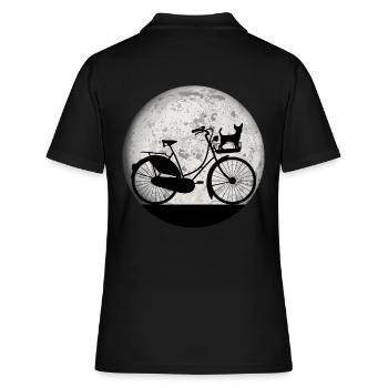 Fahrrad Hund Vintage Mond Frauen Mädchen Shirt - Frauen Polo Shirt - Schwarz - Hinten - Ailine (174cm)