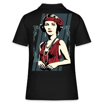 Flappers Mädchen AURORE - Frauen Polo Shirt - Schwarz - Hinten - Ailine (174cm)