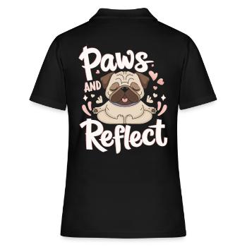 Paws And Reflect Yoga Pug Meditation Entspannt - Frauen Polo Shirt - Schwarz - Hinten - Ailine (174cm)