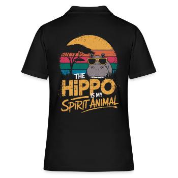 Das Nilpferd Ist Mein Spiritueller Begleiter - Frauen Polo Shirt - Schwarz - Hinten - Ailine (174cm)
