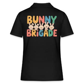 Hasen Gruppen Design Hasen Brigade - Frauen Polo Shirt - Schwarz - Hinten - Ailine (174cm)