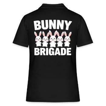 Hasen Gruppen Design Hasen Brigade - Frauen Polo Shirt - Schwarz - Hinten - Ailine (174cm)