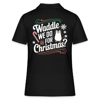 Pingouin Noël Waddle que nous faisons pour Noël - Polo Femme - noir - Dos - Ailine (174cm)
