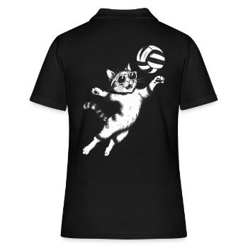 Chat avec des lunettes de soleil jouant au volley-ball - Polo Femme - noir - Dos - Ailine (174cm)