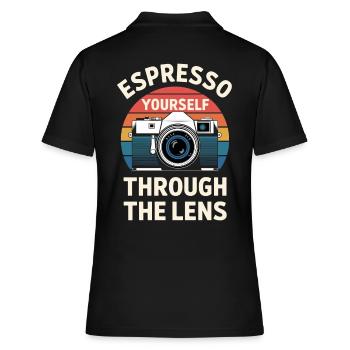 Espresso Yourself Fotograf durch die Linse - Frauen Polo Shirt - Schwarz - Hinten - Ailine (174cm)