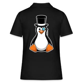Pingouin élégant avec chapeau haut de forme et monocle - Polo Femme - noir - Dos - Ailine (174cm)