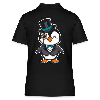 Pingouin élégant avec chapeau haut de forme et monocle - Polo Femme - noir - Dos - Ailine (174cm)