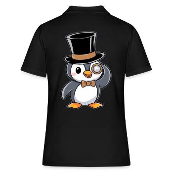 Pingouin élégant avec chapeau haut de forme et monocle - Polo Femme - noir - Dos - Ailine (174cm)