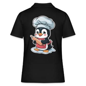 Süßer Pinguin Bäcker Mit Nudelholz - Frauen Polo Shirt - Schwarz - Hinten - Ailine (174cm)