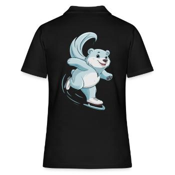 Eisbahn Eisbär Schlittschuhfahren - Frauen Polo Shirt - Schwarz - Hinten - Ailine (174cm)