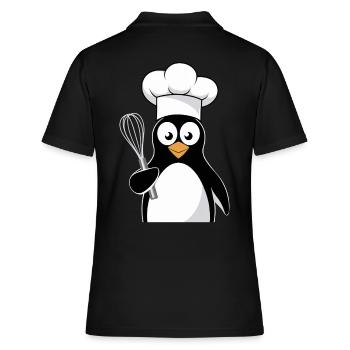 Pingouin Cuisinier avec motif de fouet - Polo Femme - noir - Dos - Ailine (174cm)