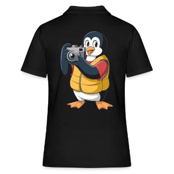 Photographe pingouin avec appareil photo - Polo Femme - noir - Dos - Ailine (174cm)