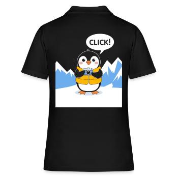 Lustiger Pinguin Fotograf Klick Moment - Frauen Polo Shirt - Schwarz - Hinten - Ailine (174cm)