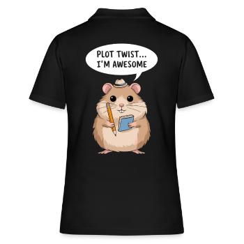 Hamster Autor: Plot Twist... Ich Bin Großartig - Frauen Polo Shirt - Schwarz - Hinten - Ailine (174cm)