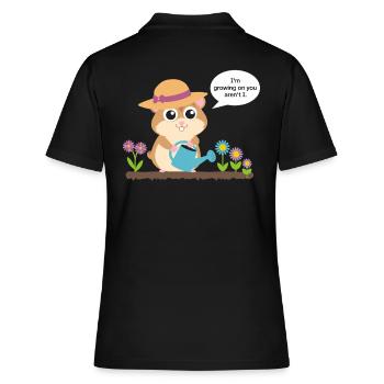 Croissance du hamster avec arrosoir dans le jardin - Polo Femme - noir - Dos - Ailine (174cm)