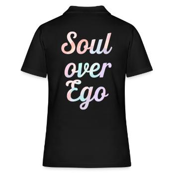 Inspiration: Seele Über Ego Zitat - Frauen Polo Shirt - Schwarz - Hinten - Ailine (174cm)