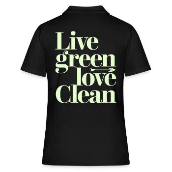 Live Green Love Clean Vegan Végétarien - Polo Femme - noir - Dos - Ailine (174cm)
