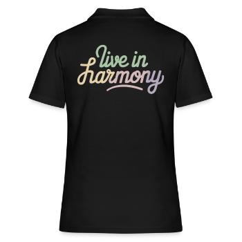 Lebe In Harmonie Inspirierende - Frauen Polo Shirt - Schwarz - Hinten - Ailine (174cm)