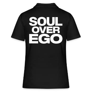 Spiritualität Zitat Soul Over Ego - Frauen Polo Shirt - Schwarz - Hinten - Ailine (174cm)
