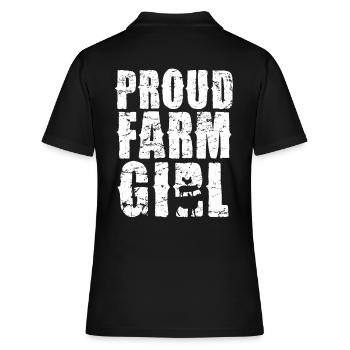 Fière femme d’agriculteur Vie à la campagne Force - Polo Femme - noir - Dos - Ailine (174cm)