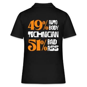 49% Mécanique automobile 51% Humour dur à cuire - Polo Femme - noir - Dos - Ailine (174cm)