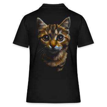 süße Katze getigert getiegert - Frauen Polo Shirt - Schwarz - Hinten - Ailine (174cm)