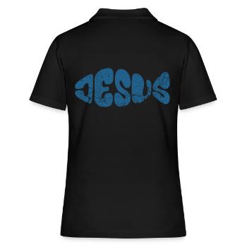 Jésus - Poisson - Amour - Croyants - Don - Polo Femme - noir - Dos - Ailine (174cm)