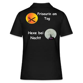 Friseurin Tag,Hexe Nacht,Frisösen Halloween,Shirt - Frauen Polo Shirt - Schwarz - Hinten - Ailine (174cm)