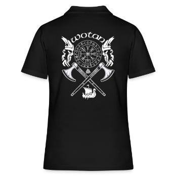 Wotan-VIKING-Viking SYMBOLES-RUNES VIKINGS - Polo Femme - noir - Dos - Ailine (174cm)