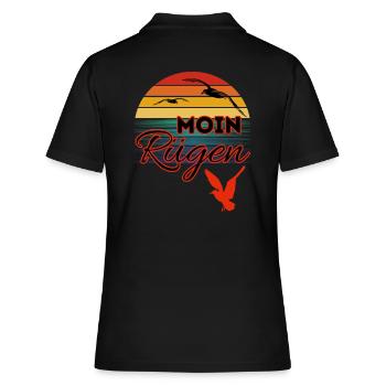 Moin Rügen avec mouette dans le style rétro île de Rügen - Polo Femme - noir - Dos - Ailine (174cm)