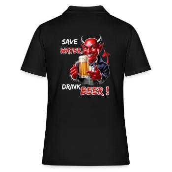 Économisez de l’eau, buvez de la bière - Funny Party Devil - Polo Femme - noir - Dos - Ailine (174cm)