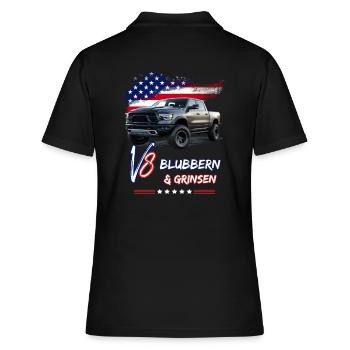 US Pick Up V8 Auto -Blubbern und Grinsen-Pick Up - Frauen Polo Shirt - Schwarz - Hinten - Ailine (174cm)