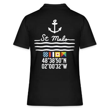 Ancre et coordonnées de St Malo - Polo Femme - noir - Dos - Ailine (174cm)