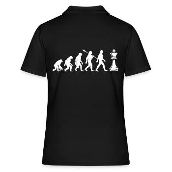 Evolution - Schach - Schachspieler - Frauen Polo Shirt - Schwarz - Hinten - Ailine (174cm)