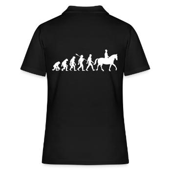 Evolution Reiten - Pferde - Dressur - Frauen Polo Shirt - Schwarz - Hinten - Ailine (174cm)