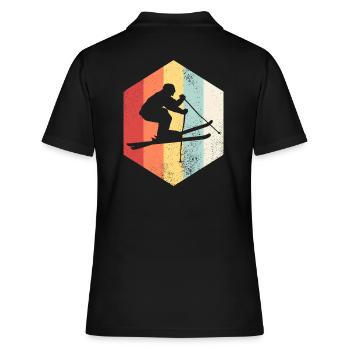 Retro Ski Ski - Frauen Polo Shirt - Schwarz - Hinten - Ailine (174cm)
