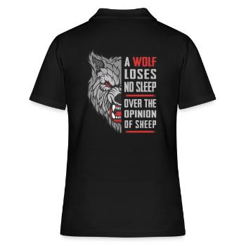 Wolf Motivation Spruch Geschenk - Frauen Polo Shirt - Schwarz - Hinten - Ailine (174cm)