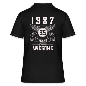Born in 1987 Birthday gift 35 years - Women's Polo Shirt - black - Back - Ailine (174cm)