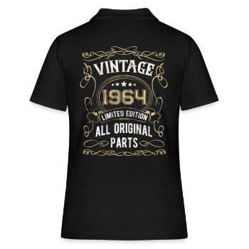 Born in 1964 Birthday gift 58 years - Women's Polo Shirt - black - Back - Ailine (174cm)