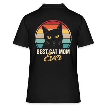 Best Cat Mom Ever Cats Mama Funny Retro - Women's Polo Shirt - black - Back - Ailine (174cm)