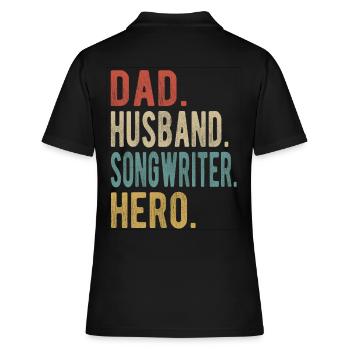 Auteur-compositeur Papa Husband Hero - Polo Femme - noir - Dos - Ailine (174cm)