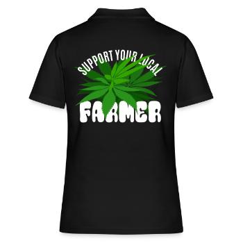 Soutenez votre agriculteur local - Chanvre - Polo Femme - noir - Dos - Ailine (174cm)