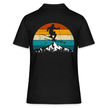 Ski, Skipiste, Wintersport, Skiurlaub - Frauen Polo Shirt - Schwarz - Hinten - Ailine (174cm)
